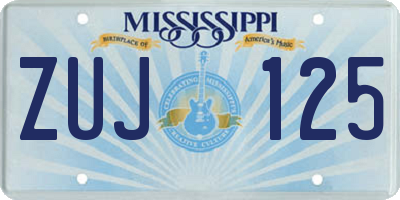 MS license plate ZUJ125