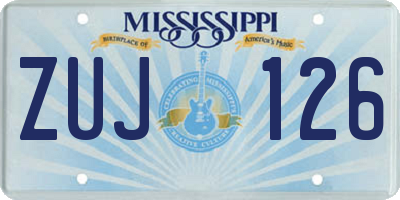 MS license plate ZUJ126