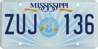 MS license plate ZUJ136