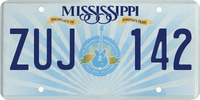 MS license plate ZUJ142