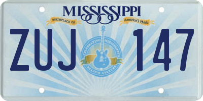 MS license plate ZUJ147