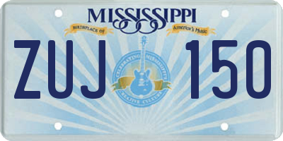 MS license plate ZUJ150