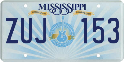 MS license plate ZUJ153