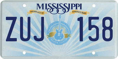 MS license plate ZUJ158