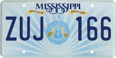 MS license plate ZUJ166