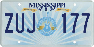 MS license plate ZUJ177
