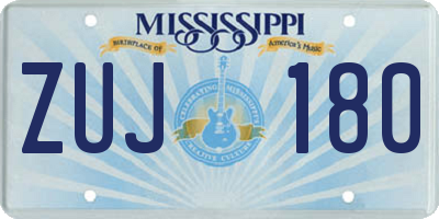 MS license plate ZUJ180
