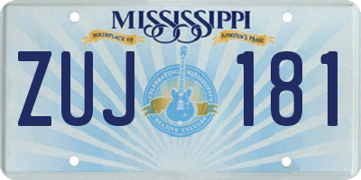 MS license plate ZUJ181