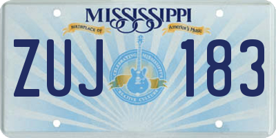 MS license plate ZUJ183