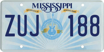 MS license plate ZUJ188