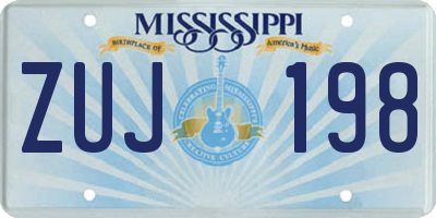 MS license plate ZUJ198