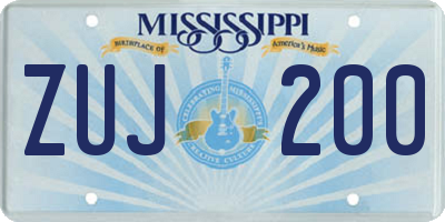 MS license plate ZUJ200
