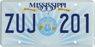 MS license plate ZUJ201