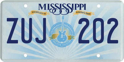 MS license plate ZUJ202