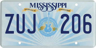 MS license plate ZUJ206