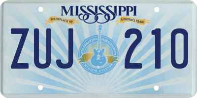 MS license plate ZUJ210