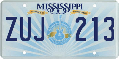 MS license plate ZUJ213