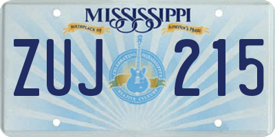 MS license plate ZUJ215