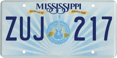 MS license plate ZUJ217