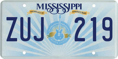 MS license plate ZUJ219