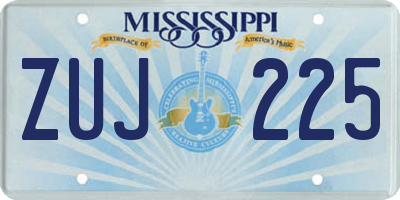 MS license plate ZUJ225