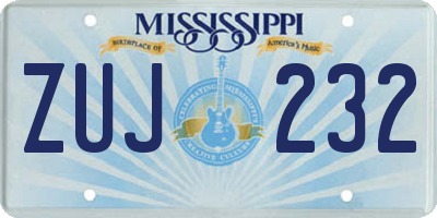 MS license plate ZUJ232