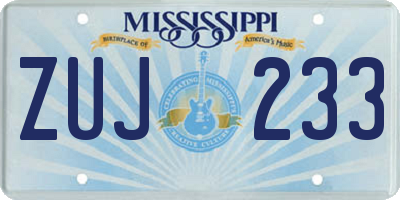 MS license plate ZUJ233