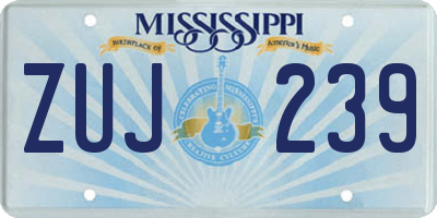 MS license plate ZUJ239