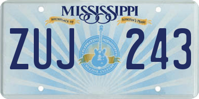 MS license plate ZUJ243