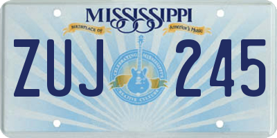 MS license plate ZUJ245