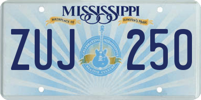 MS license plate ZUJ250