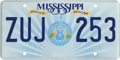MS license plate ZUJ253