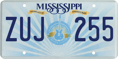 MS license plate ZUJ255