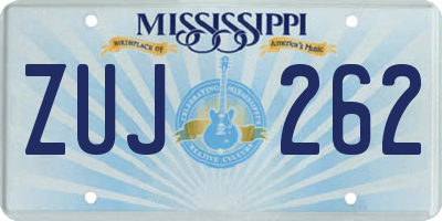 MS license plate ZUJ262