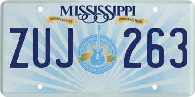 MS license plate ZUJ263
