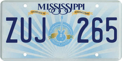 MS license plate ZUJ265