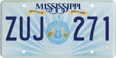 MS license plate ZUJ271