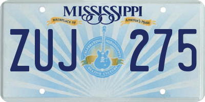 MS license plate ZUJ275