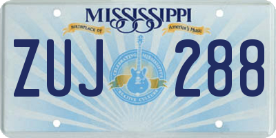 MS license plate ZUJ288