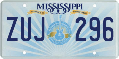 MS license plate ZUJ296