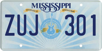 MS license plate ZUJ301
