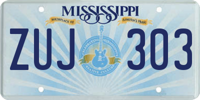 MS license plate ZUJ303