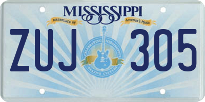 MS license plate ZUJ305