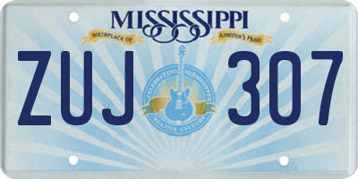MS license plate ZUJ307