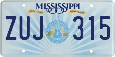 MS license plate ZUJ315