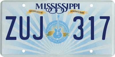 MS license plate ZUJ317