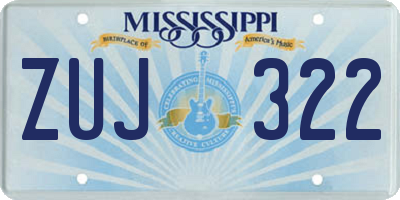 MS license plate ZUJ322