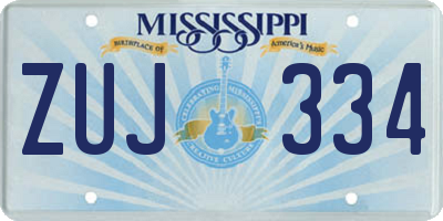 MS license plate ZUJ334