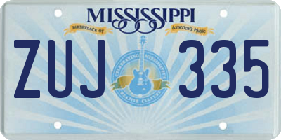 MS license plate ZUJ335