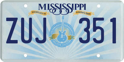 MS license plate ZUJ351
